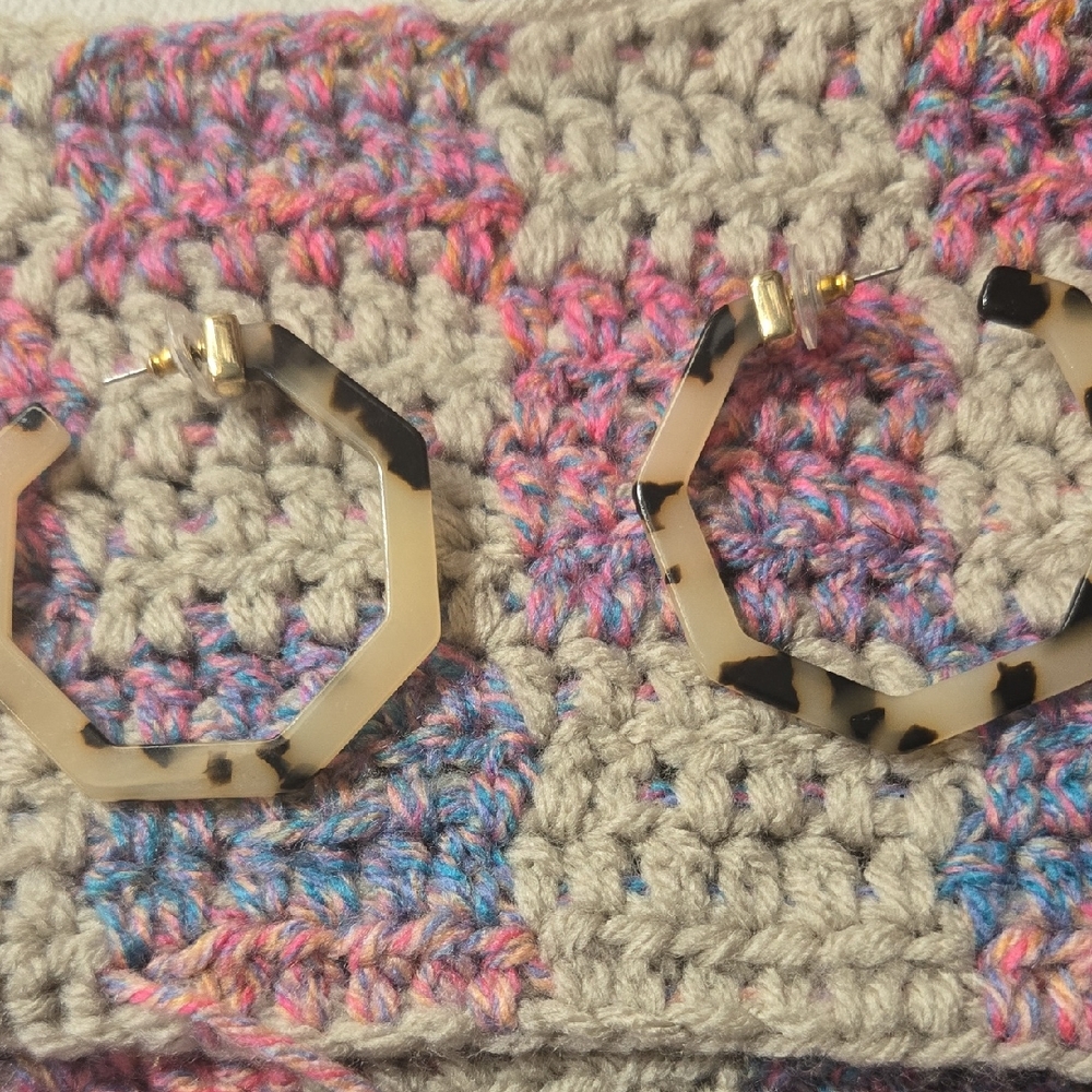 Hexagon Hoop Tortoiseshell Acrylic Earrings💫